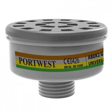 ABEK2 dujų filtras su iniversalia  jungtimi Portwest P926 1