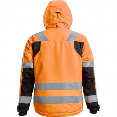 Atspari vandeniui, su gobtuvu Hi-Vis 37.5® žieminė striukė SNICKERS WORKWEAR , klasė 3 oranžinė 1