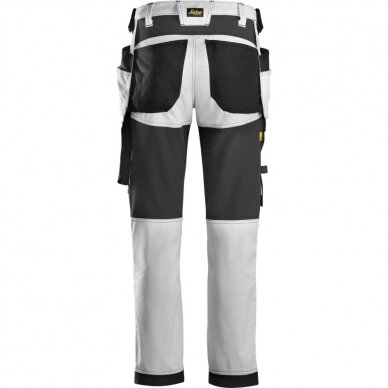 Darbinės kelnės iš tampraus audinio, su kabančiomis kišenėmis SNICKERS WORKWEAR AllroundWork Baltos 3
