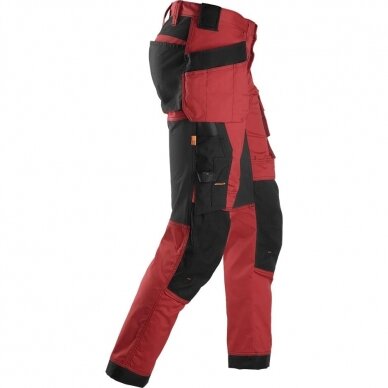 Darbinės kelnės iš tampraus audinio, su kabančiomis kišenėmis SNICKERS WORKWEAR AllroundWork, raudonos 1