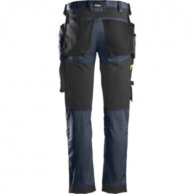 Darbinės kelnės iš tampraus audinio, su kabančiomis kišenėmis SNICKERS WORKWEAR AllroundWork, tamsiai mėlynos 2