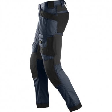 Darbinės kelnės iš tampraus audinio, su kabančiomis kišenėmis SNICKERS WORKWEAR AllroundWork, tamsiai mėlynos 3