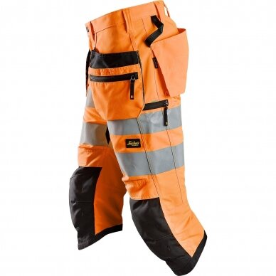 Darbinės pusilgės kelnės su kabančiomis kišenėmis  LiteWork Hi-Vis  SNICKERS WORKWEAR, klasė 2 3