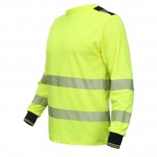 Gerai matomi BoSafety TS-S271G Hi-vis marškinėliai ilgomis rankovėmis, geltoni