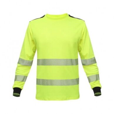 Gerai matomi BoSafety TS-S271G Hi-vis marškinėliai ilgomis rankovėmis, geltoni