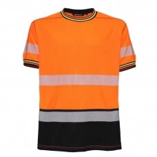 Marškinėliai BoSafety TS-VIVID-RC-C1-0302 iš perdirbto audinio, oranžini / juodi