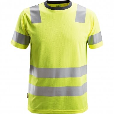 Marškinėliai AllroundWork Hi-Vis SNICKERS WORKWEAR, klasė 2 (geltoni)