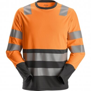 Marškinėliai ilgomis rankovėmis  AllroundWork Hi-Vis SNICKERS WORKWEAR, 2 klasė oranžinė