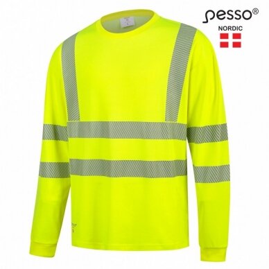 Marškinėliai PESSO HI-VIS HVMIL ilgomis rankovėmis, geltoni