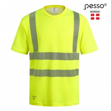 Marškinėliai nesiglamžantys PESSO HVMCOT Hi-vis, geltoni