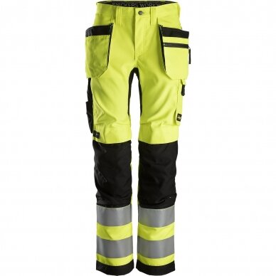 Moteriškos kelnės su kabančiomis kišenėmis  AllroundWork Hi-Vis SNICKERS WORKWEAR, klasė 2