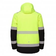 Šilta gerai matoma Softshell BoSafety WJ-VALENCIA-C2-0402 striukė, geltona / juoda