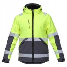 Šilta gerai matoma BoSafety WJ-VALENCIA-C2-0411 Softshell striukė, geltona / mėlyna