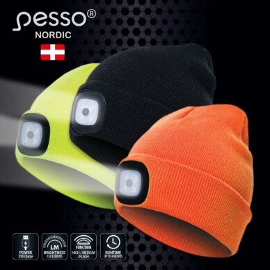 Šilta  kepurė Pesso su LED apšvietimu,oranžinė 1