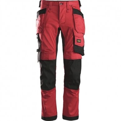 Darbinės kelnės iš tampraus audinio, su kabančiomis kišenėmis SNICKERS WORKWEAR AllroundWork, raudonos 5